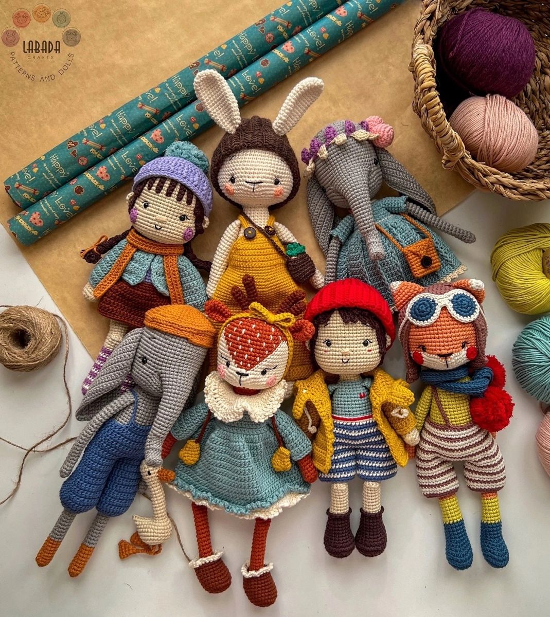 Handmade Crochet Character Dolls Set