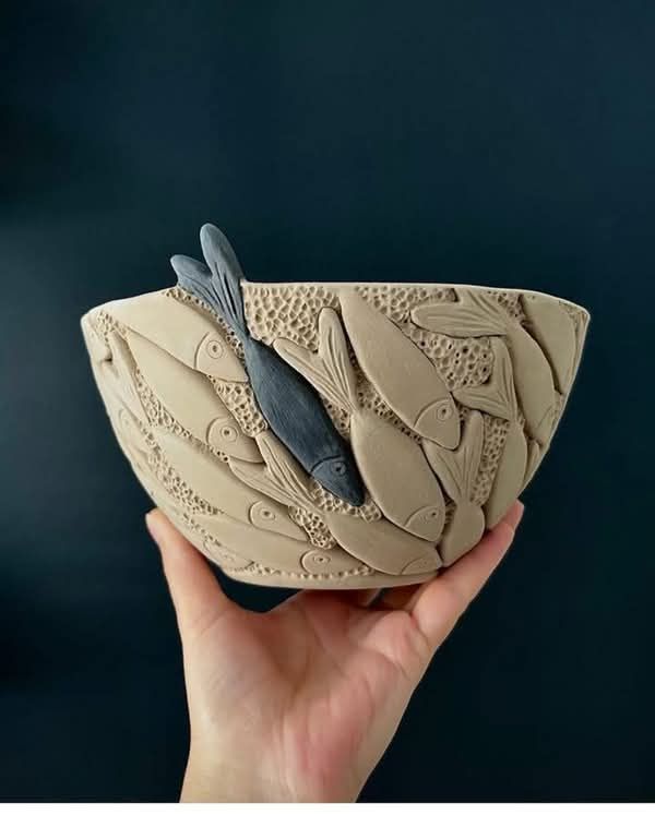 Ceramic Dragonfly Relief Bowl