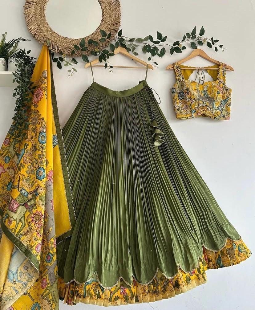 Pleated Ethnic Fusion Lehenga Set