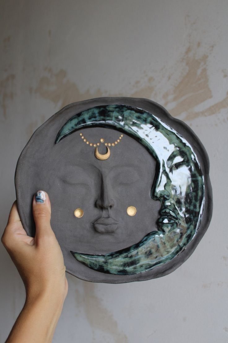 Ceramic Moon Face Wall Art