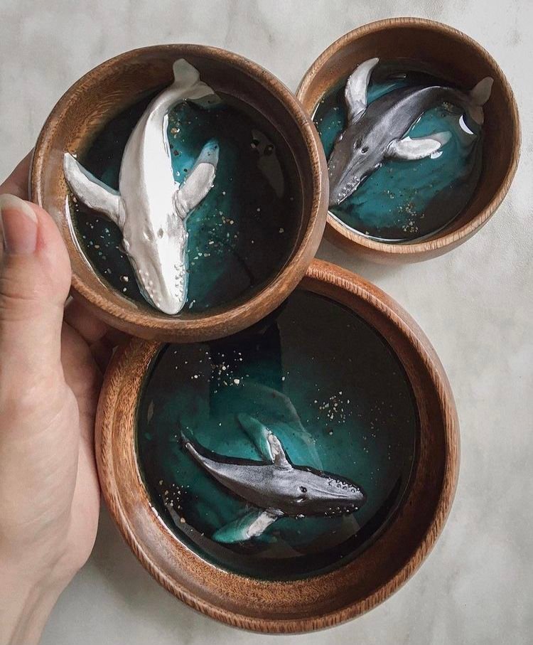 Resin Ocean Whale Coaster Set