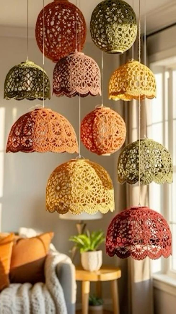 Crochet Pendant Light Shade Set