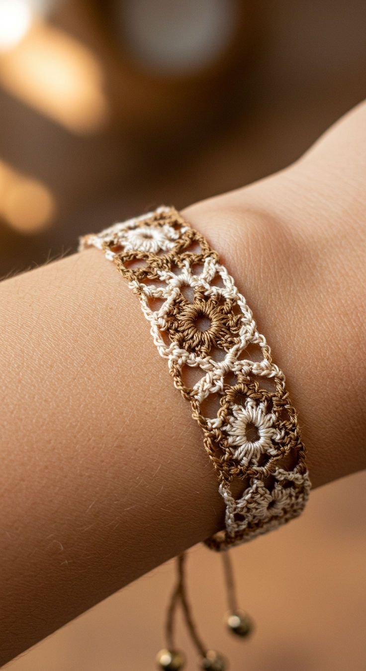 Crochet Floral Lace Bracelet
