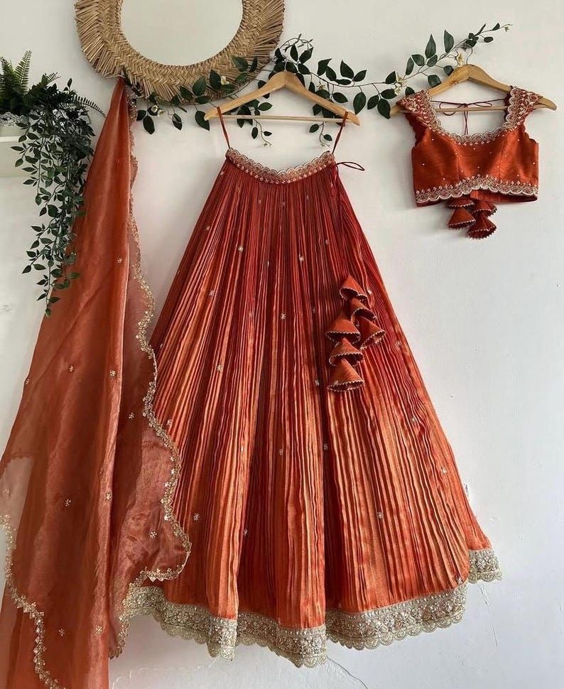 Coral Pink Sequin Lehenga Set