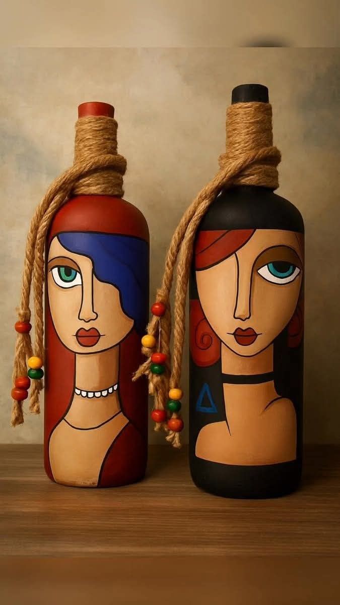 Abstract Face Art Decorative Bottles