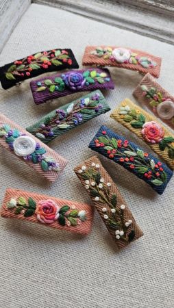 Hand Embroidered Floral Hair Clips Collection