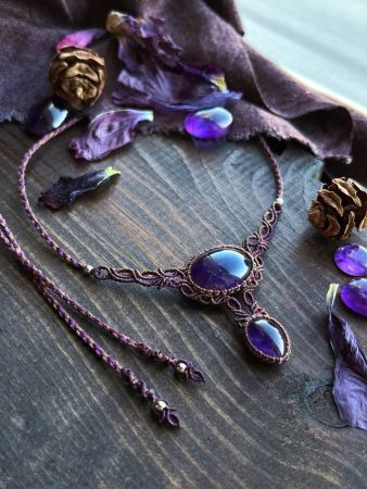 Lavender Shell Macrame Jewelry Set