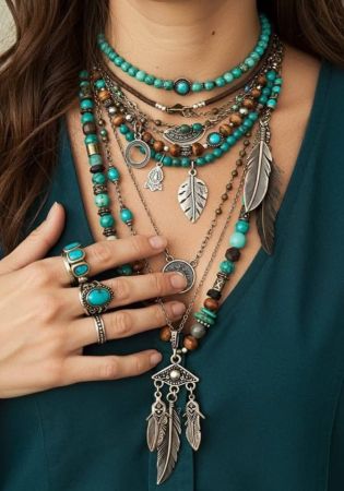 Boho Silver Jewelry Collection Set