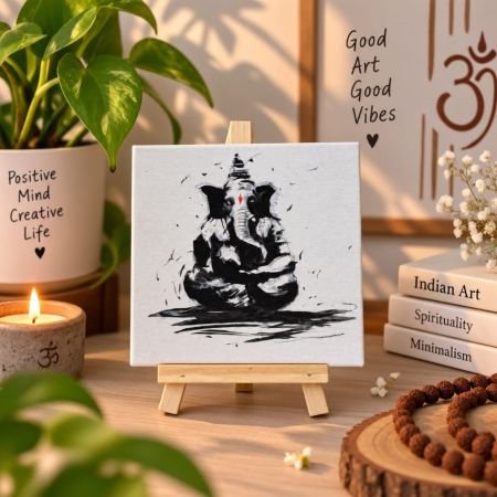 Handmade Ganesha Mini Canvas Painting